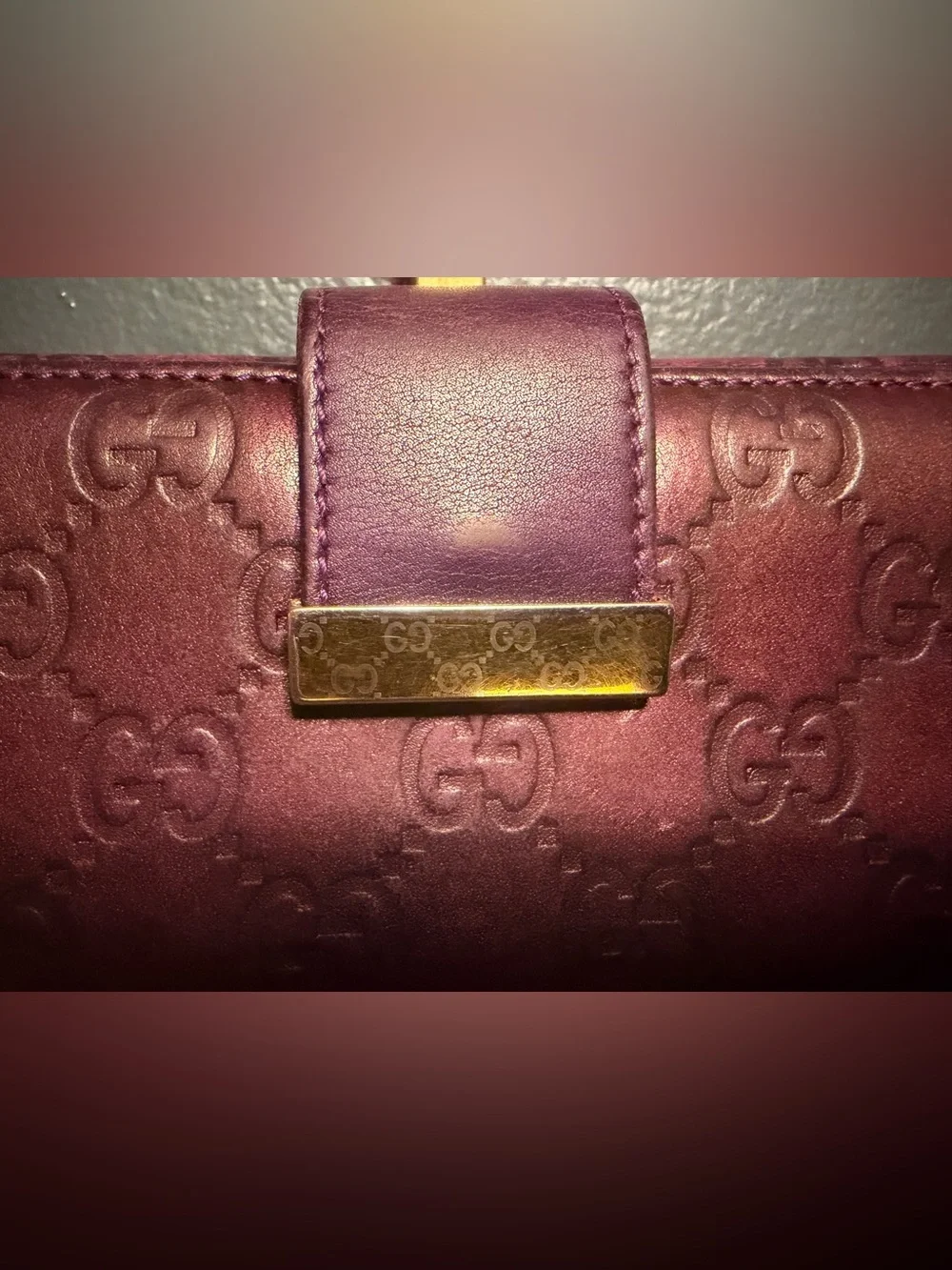 Gucci Purple GG Embossed Leather Wallet